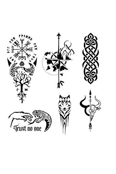 Airbrush Tattoo Tribal ve Pusula 6 Adet Stencil Dövme Kalıbı Spreysiz Sadece ...