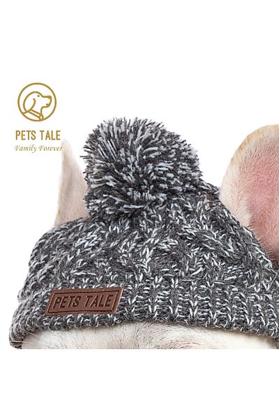 Choice M Gray Winter Soft Dog Hats, Warm Pet Dog Knitted Hat, Windproof Knitting Dog Hat