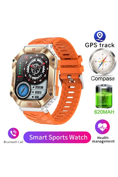 Choice orange Men Smart Watch For Android IOS Fitness Watches Ip68 Waterproof Military Healthy Monitor AI V