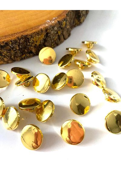 canan dizayn 15 mm (24 Boy) Gold Metalized Button with Foot (20 Pcs)