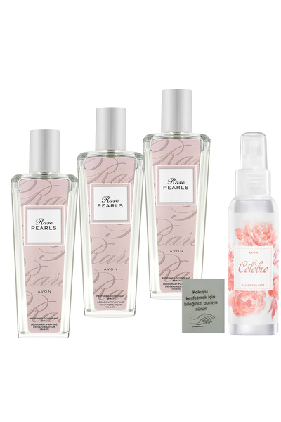 AVON Rare Pearls Parfümlü Deodorant Vücut Spreyi 75 Ml 3 adet + vücut spreyi ...