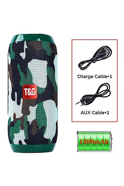 T&G Green Tg117 Portable Bluetooth Speaker Outdoor Wireless Woofer Free Call /fm/tf Card/usb Flash Drive