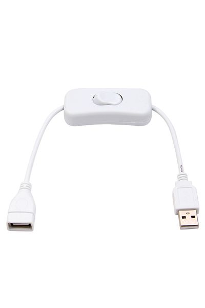 Fomscvka كابل USB من مادة النحاس بالكامل باللون الأبيض، كابل USB ذكر إلى أنثى، كابل تشغيل/إيقاف، مصابيح LED