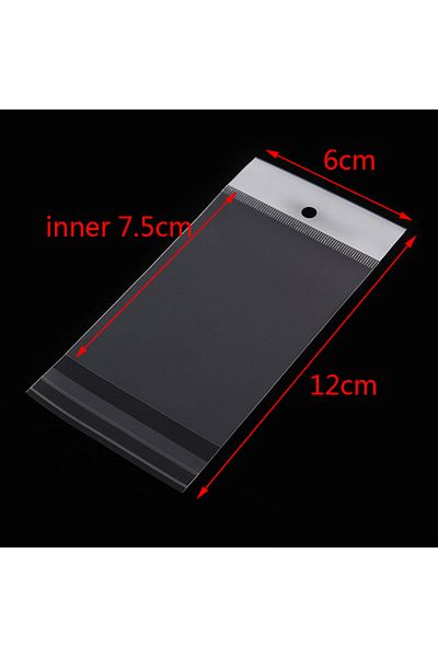 Choice 100pcs 6x12cm 100pcs Transparent Self Adhesive Bag Plastic Hanging Opp Pouches Seal Gift Bag For Han