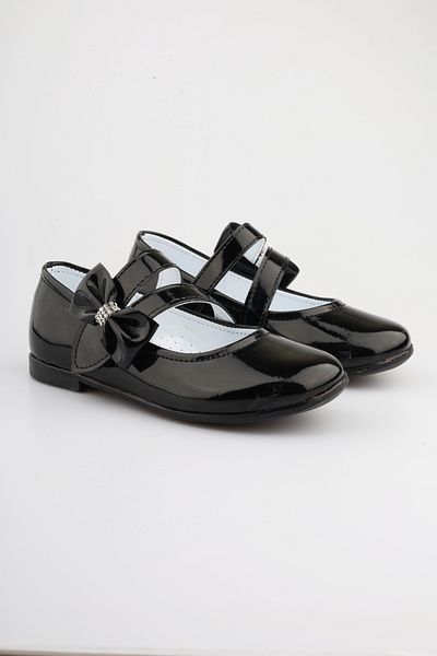 moon glow Black Female Child Babette Shoes Bow Children's Babette Female Child Black Patent Leather Babette with Stones