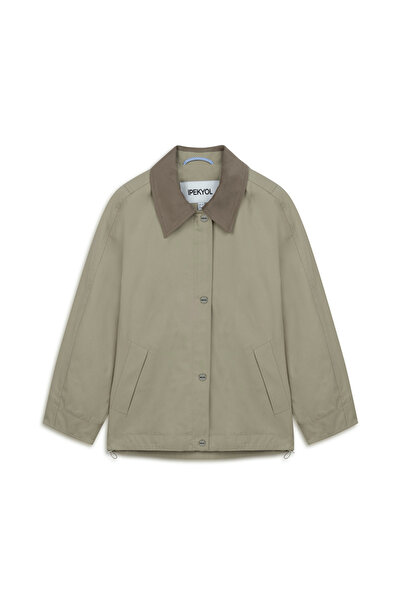 İpekyol Short Trench Coat with Contrast Collar