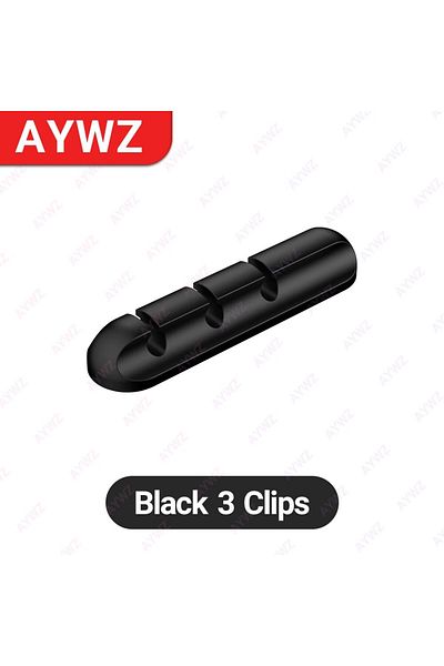Choice Black 3 Hole Adhesive Cable Holder Clips Cord Management Wire Organizer for Desktop USB Charging Cab