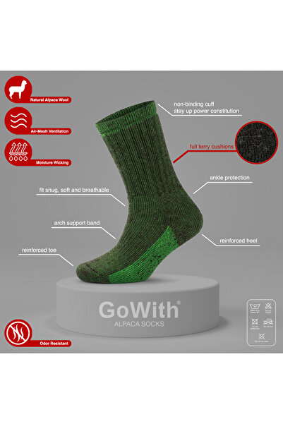 Go With Alpaka Yünlü Tam Havlulu Kalın Yıkamalı Kışlık Kadın Erkek Termal Çorap 6005-6006