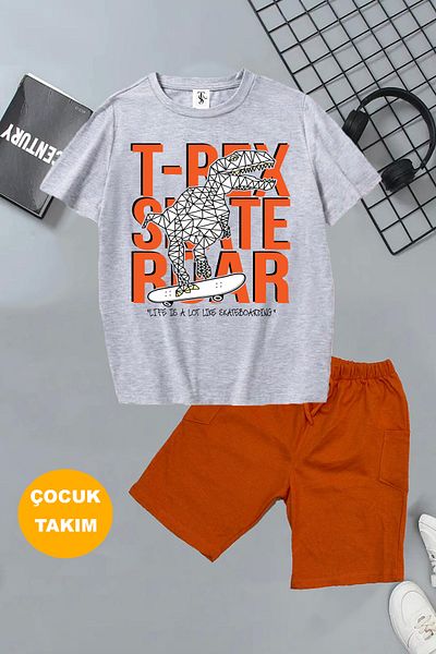 twins tailors Dinosaur Printed 2 Pcs Summer T-Shirt-Shorts Kids Set