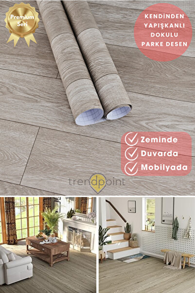 Trendpoint Kendinden Yapışkanlı 60cm×100cm Parke Görünümlü Premium Zemin Duva...