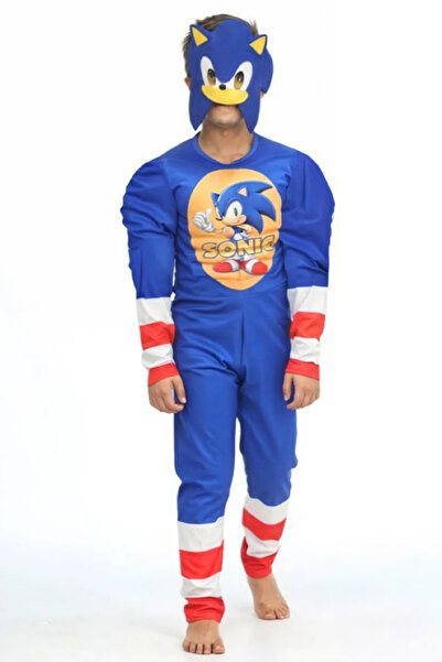 GEZEN AY Sonic Kaslı Kostüm - Sonic Kaslı Erkek Çocuk Kostümü