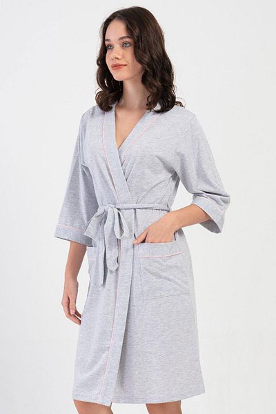 VİENETTA Women's Plus Size Capri Sleeve Rosebloom Dressing Gown C1T8N1O904