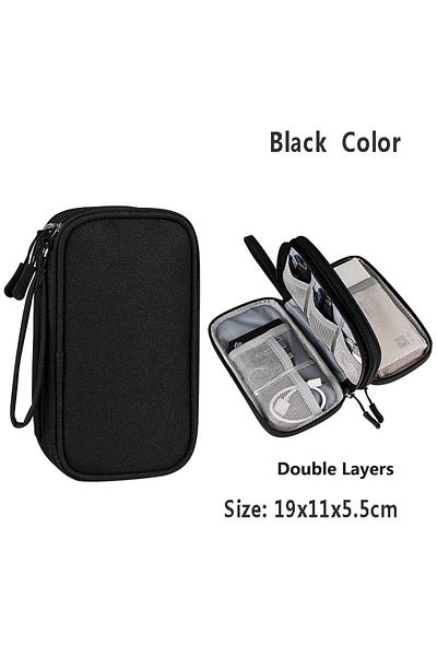 Choice Double Layers Data Cable Storage Bag Waterproof Portable Carry Case Storage Bag Travel Organizer Ba