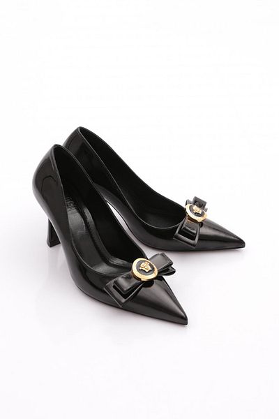 DGN Accesorii dama Pantofi cu toc din piele lacuita neagra 811053236