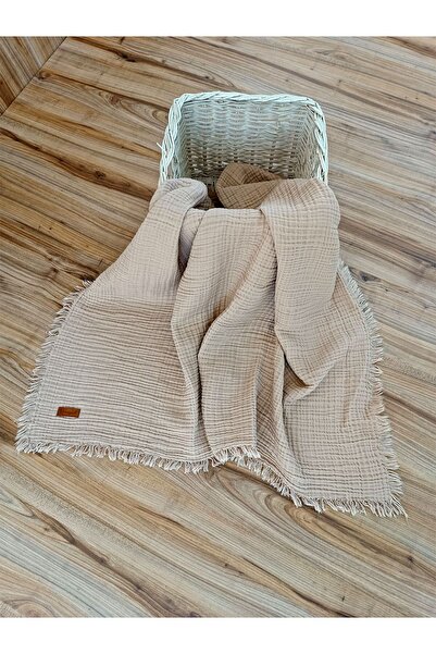 Tomuycuk 100X120 cm Muslin Colored Baby Blanket - 100% Cotton, 4 Layers Fringed, Multi-Purpose