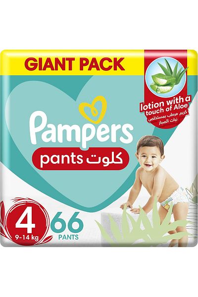 Pampers Aloe Vera, Size 4, Maxi, 9-14kg, Giant Pack, 66 Pants Diapers