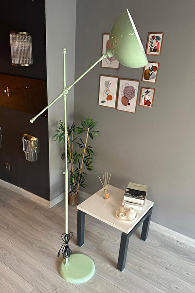 Bamyum Mint Lambader Hareketli Başlık Modern Dekoratif Metal Oturma Odası Çalışma Odası Zemin Lambası