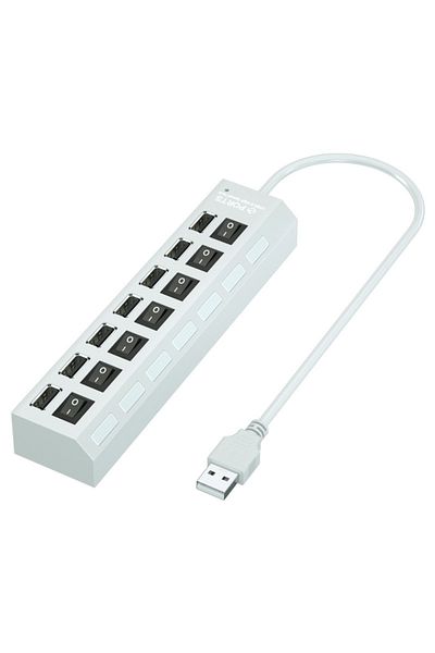 Choice WHITE USB Hub 7 Port Multi USB Splitter Power Adapter Multiple Expander With On Off Switch For PC La