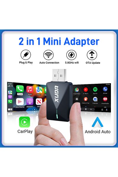 Choice carplay and auto XUDA NEW Mini Wired to Wireless CarPlay and Android Auto 2in1 Adapter 5GHz WiFi5 Pl