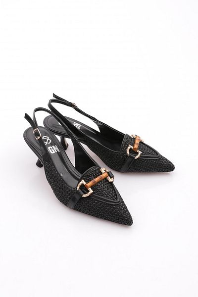 DGN Accesoriu pentru damă Pantofi cu toc cu vârf ascuțit Paie neagră 6961535