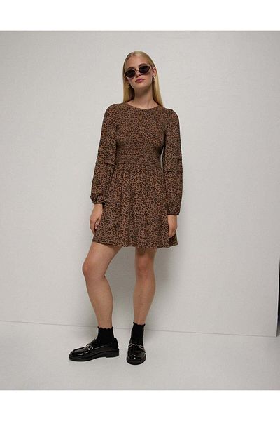 AMERICAN EAGLE AE Long-Sleeve High Neck Mesh Mini Dress
