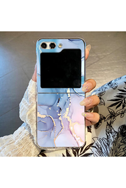 Choice جراب هاتف سامسونج Z Flip 5 A503 بنقشة رخامية، متوافق مع Z Flip 7 و6 و5...