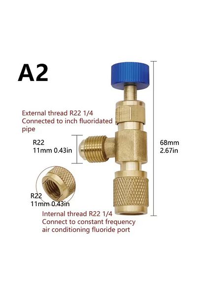 Choice A2 1PC Refrigeration Charging Air Conditioning Adapter For R410A R22 1/4" Liquid Safety Liquid Valve