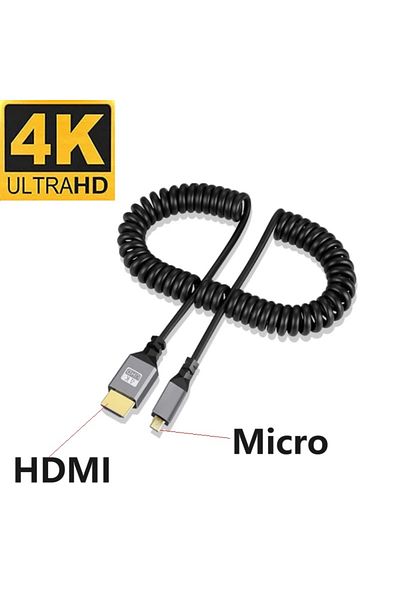 Choice 0.5-2.4m micro straight 4K HDMI Spring Cable Male to Male Left Right up Down Mini Micro hdmi Coil