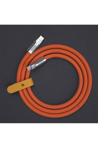 Choice6 كابل PD برتقالي 120 واط 6 أمبير فائق السرعة PD من النوع C من السيليكو...