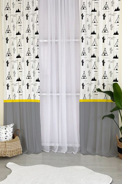 Lolla Evmila Scandinavian Tent Patterned Children's Room Patterned Background Curtain