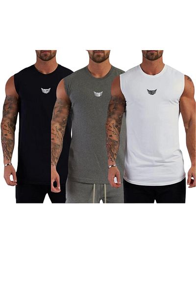 GENIUS STORE Men's Moisture Absorbing Quick Dry Athletic Technical Performance Athlete Zero Sleeve T-shirt MG-ATLET3