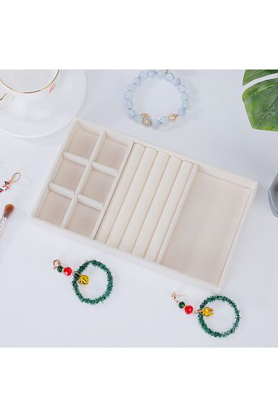 Choice 3-in-1pallet 1pc, Flocking Jewelry Box Jewelry Tray, Color: Beige