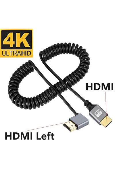 Choice 0.5-2.4m HDMI Left 4K HDMI Spring Cable Male to Male Left Right up Down Mini Micro hdmi Coiled Ext