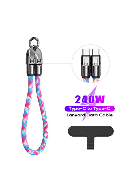 Choice كابل شحن سريع 2 في 1 من USB-C إلى USB-C بطول 0.3 متر باللون الوردي PD2...