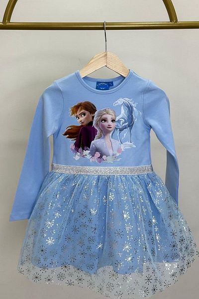Monila Rochie din tul cu mânecă lungă cu imprimeu Elsa pentru fetiță