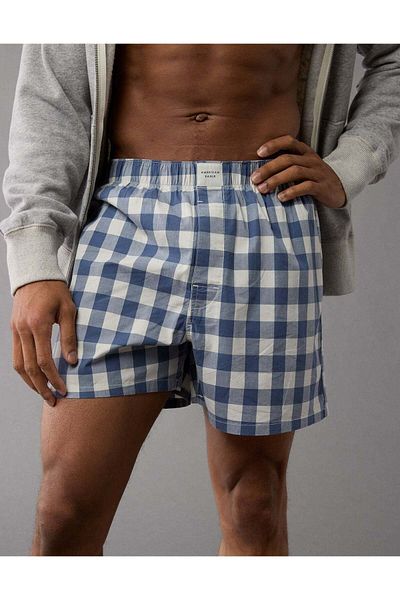AMERICAN EAGLE AEO Men's Plaid Stretch Boxer Short