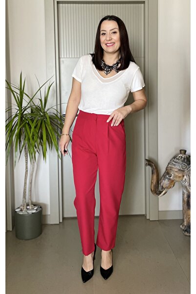 Butik HAVUÇ MODEL BELİ LASTİKLİ YÜKSEK BEL CEPLİ PANTOLON