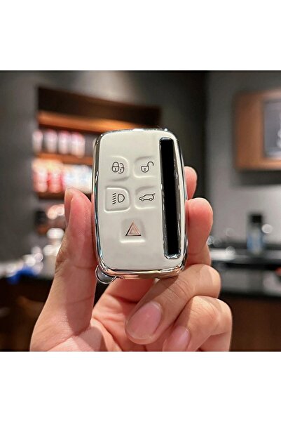 Choice غطاء حماية لمفتاح التحكم عن بعد للسيارة من مادة TPU باللون الأبيض لسيارة Land Rover Range Rover Sport Evoque Freelander Velar D