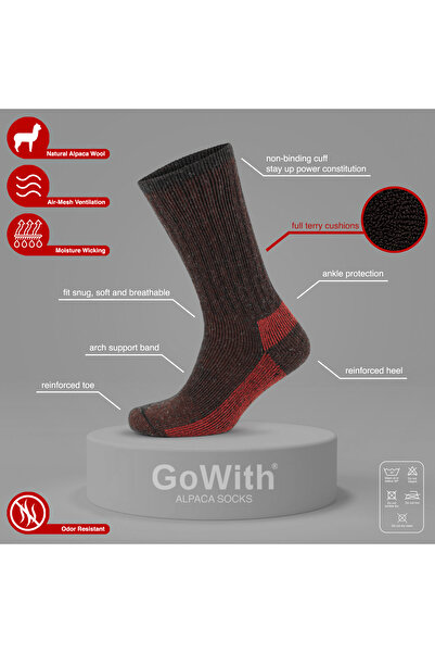 Go With Alpaka Yünlü Tam Havlulu Kalın Yıkamalı Kışlık Kadın Erkek Termal Çorap 6005-6006