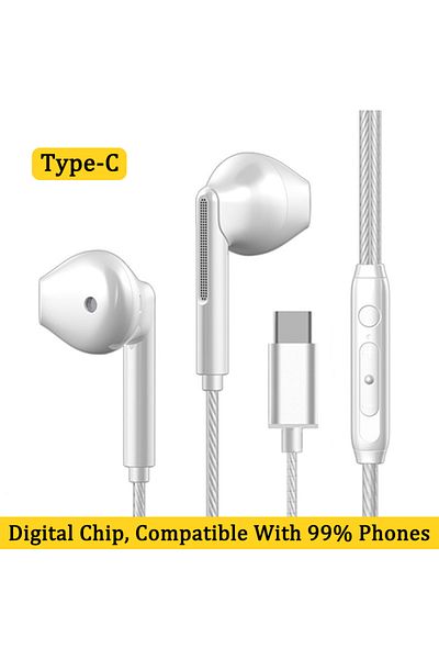 Choice Black Type C Vaorlo 3.5mm/type-c Wired Headphones Heavy Bass In Ear Earphone With Mic Usb C Stereo E