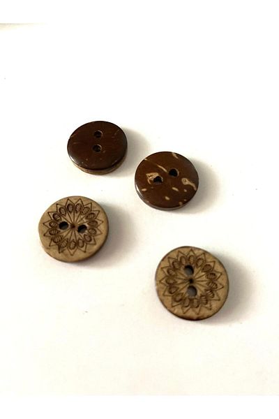 canan dizayn 15 mm (24 Boy) Triangle Patterned Coconut Button (20 Pcs)