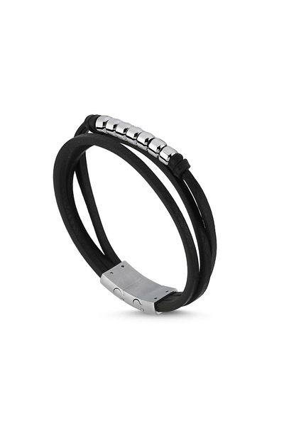 Necati Gün Ars141 Men's Leather Steel Bracelet