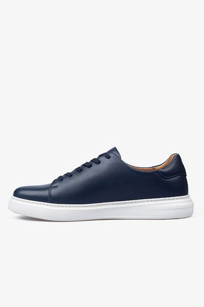 Barmea Men's Sneaker Shoes Genuine Leather - 2201 Navy Blue/White 3154