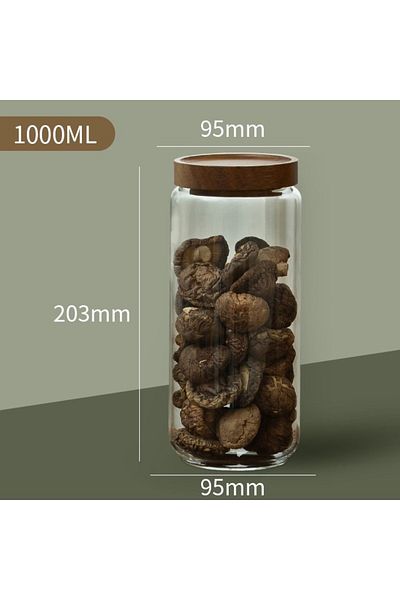 Choice C Wood Lid Glass Airtight Canister Kitchen Storage Bottles Jars Food Container Grains Tea Coffee Be.