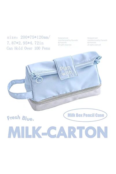 Choice Blue 1PC Folding Double Layer Pen Bag Instagram Style Three Dimensiona...