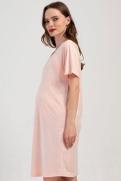 VİENETTA Women's Short Sleeve Maternity Baby Pink Tunic C1T9N4O804