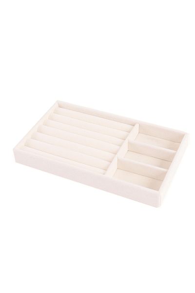Choice 2-in-1pallet 1PC, Flocking Jewelry Box Jewelry Tray, Color: Beige