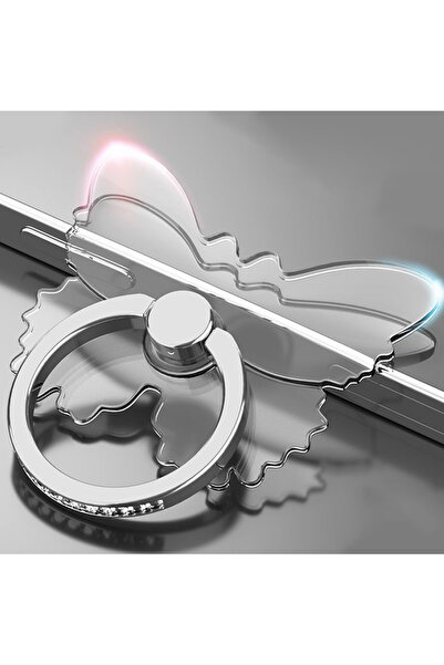 Choice1 حامل حلقي للهاتف المحمول على شكل فراشة فضية شفافة مع إمكانية الدوران ...