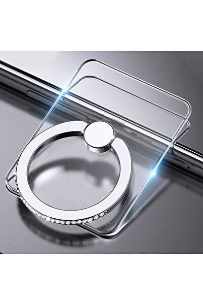 Choice1 حامل حلقي للهاتف المحمول على شكل مربع فضي شفاف يدور 360 درجة مع قبضة ...