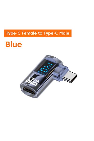 Choice Light Blue 140W Elbow Type C to Type C Adapter Digital Display PD Fast Charging 40Gbps Data Transfer
